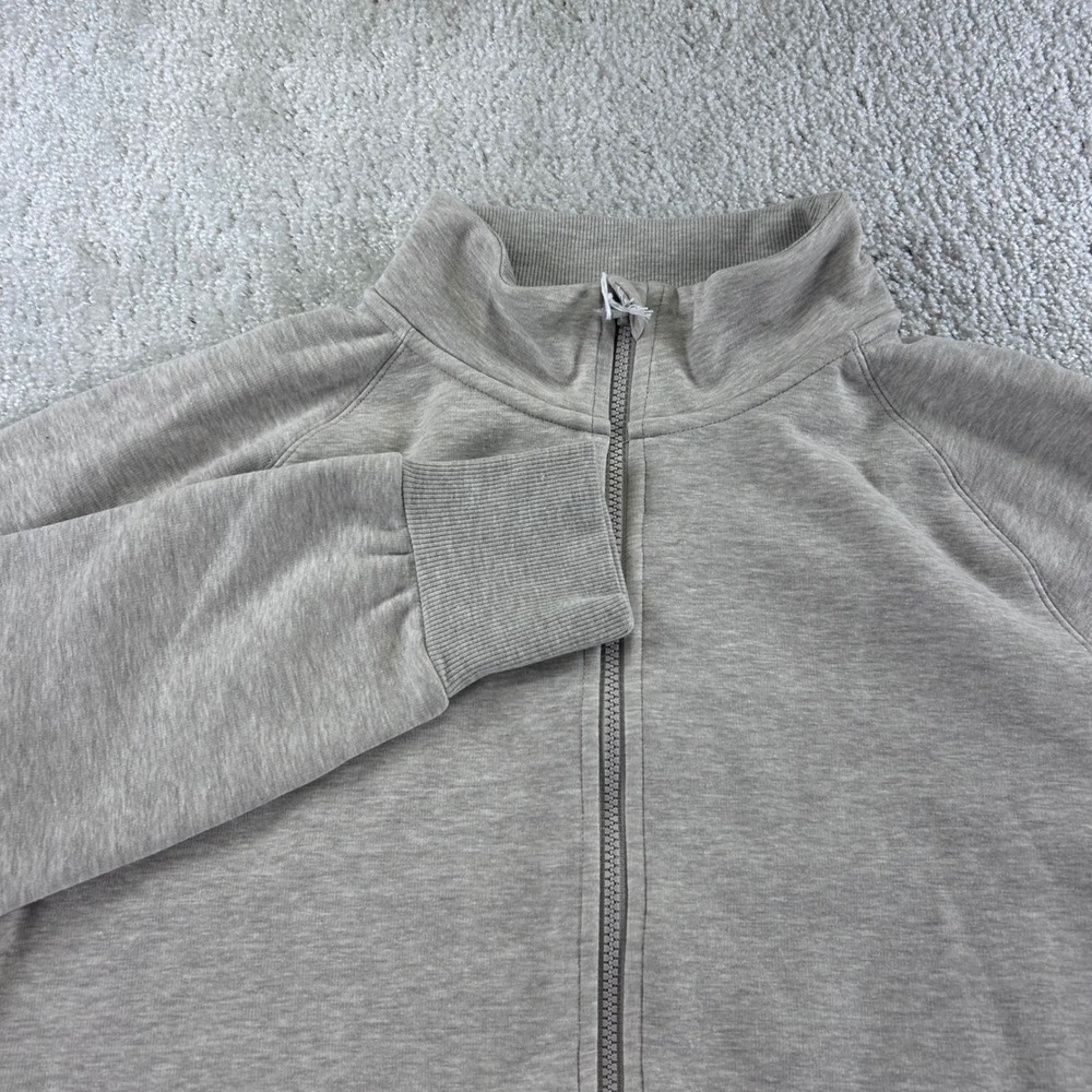 Mondetta Fleece Full Zip Jacket Tan XL Recycled Organic Cotton Mock Neck 1906568
